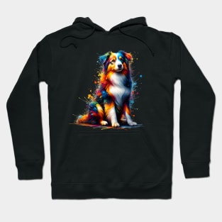 Vibrant Miniature American Shepherd in Abstract Splashes Hoodie